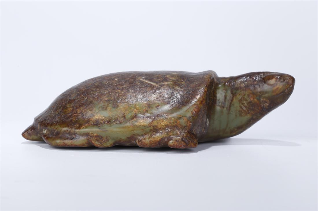 A HONGSHAN JADE LEGENDARY TURTLE SCULPTURE. (1 of 9)