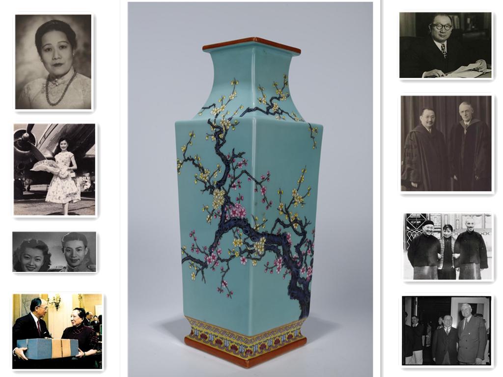 A ROSE PORCELAIN SQUARE BOTTLE. (1 of 10)