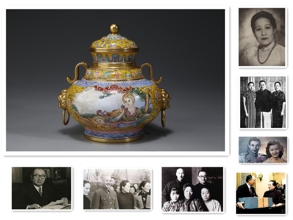 AN ENAMELED COPPER POT WITH FIGURE MOTIF. (1 of 9)