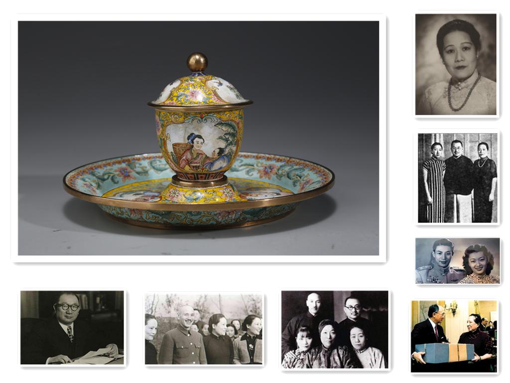 AN ENAMELED COPPER CUP AND SAUCER. (1 of 9)