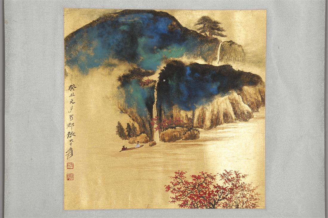 A BOATING PAINTING ON PAPER BY ZHANG DAQIAN. (1 of 10)