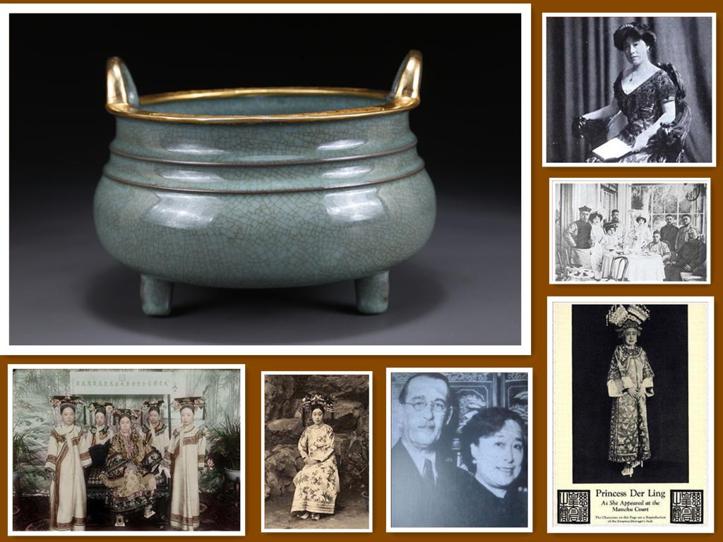 A TRIPOD PORCELAIN CENSER WITH GOLD RIM.: Tripod Porcelain Censer with Upright Ears and Gold Rim, Ru Kiln. Provenance: We are very honored to have the consignment from Mr. Ken J. White, whose father was the nephew of Thaddeus C. White, husban
