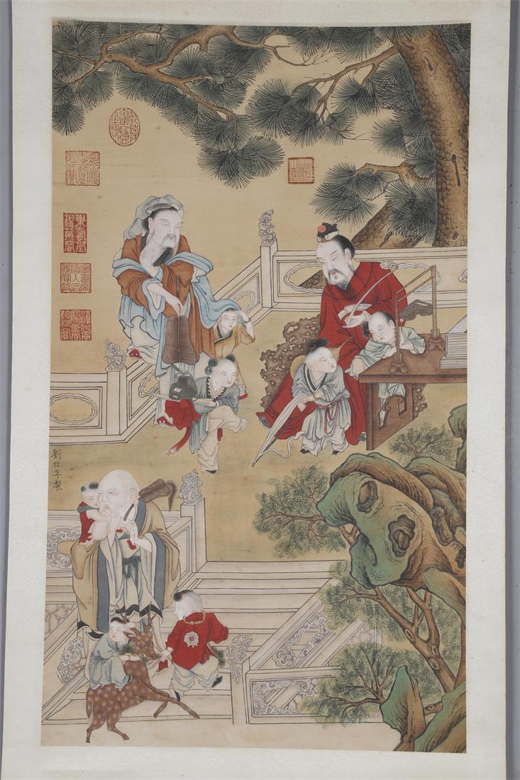 A FIGURE STORY PAINTING BY LIU SONGNIAN. (1 of 10)