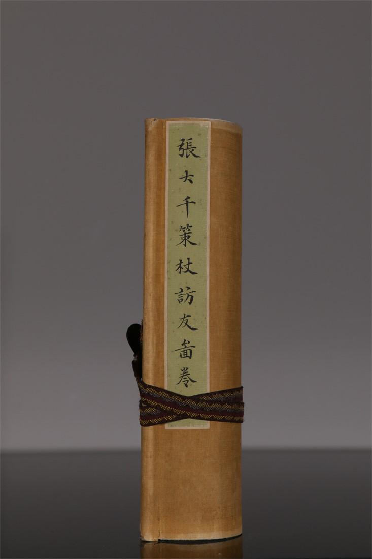 A SILK SCROLL OF LANDSCAPE PAINTING. (1 of 9)