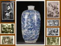 A BLUE-AND-WHITE PORCELAIN DISPLAY BOTTLE.