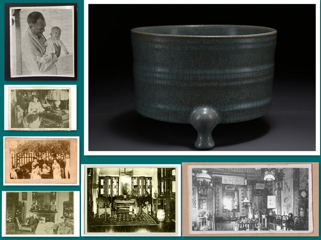 A TRIPOD PORCELAIN MIRROR CASE "LIAN". (1 of 8)