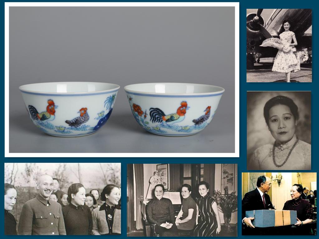 A PAIR OF CONTRASTING COLOR PORCELAIN CUPS.: A Pair of Contrasting Color Porcelain Cups "Jigangbei", with Roosters, Hens and Chicks Motif.PROVENANCE: Kung Hsiang-hsi was appointed by Chairman Chiang Kai-shek as the Minister of Finance of the Rep