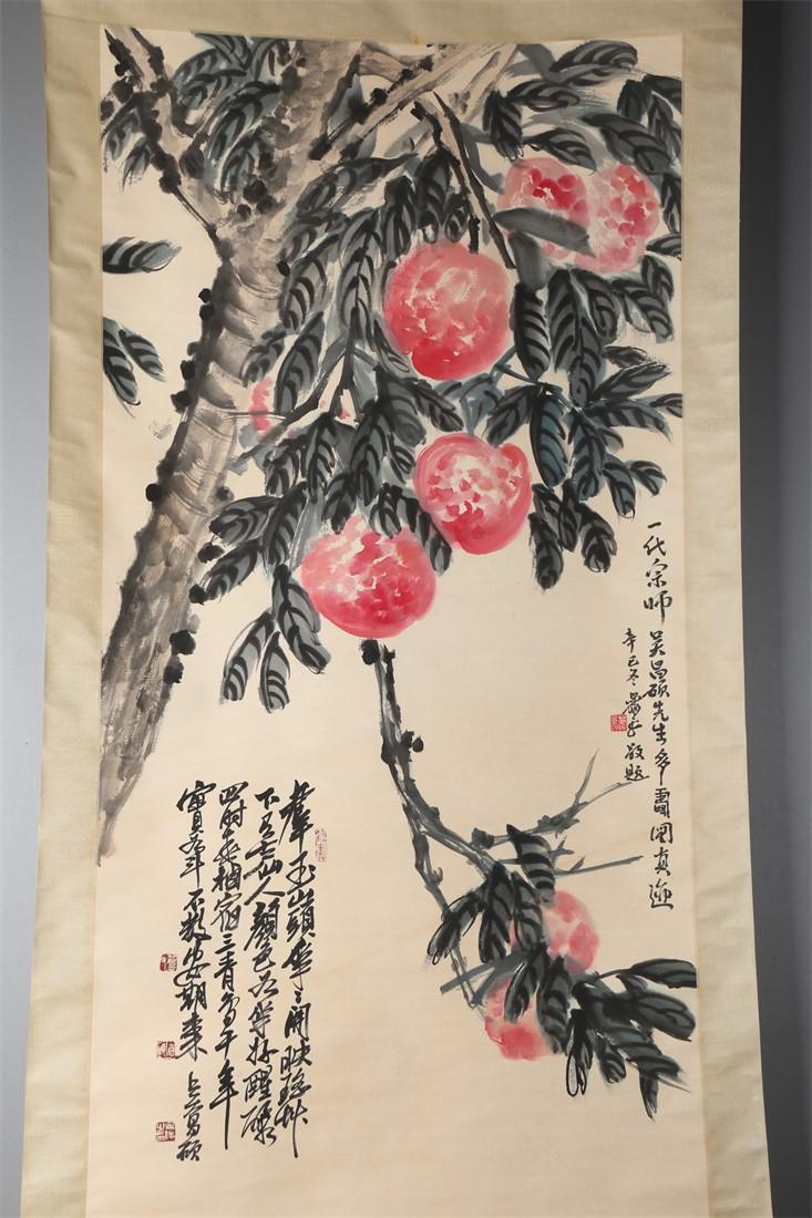 A SPRING PEACHES PAINTING BY WU CHANGSHUO. (1 of 8)
