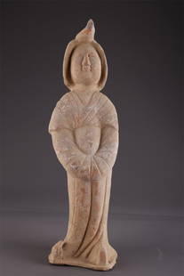 A FIGULINE MAID TOMB-FIGURE SCULPTURE ORNAMENT.: Figuline Maid Tomb-Figure Sculpture Ornament.