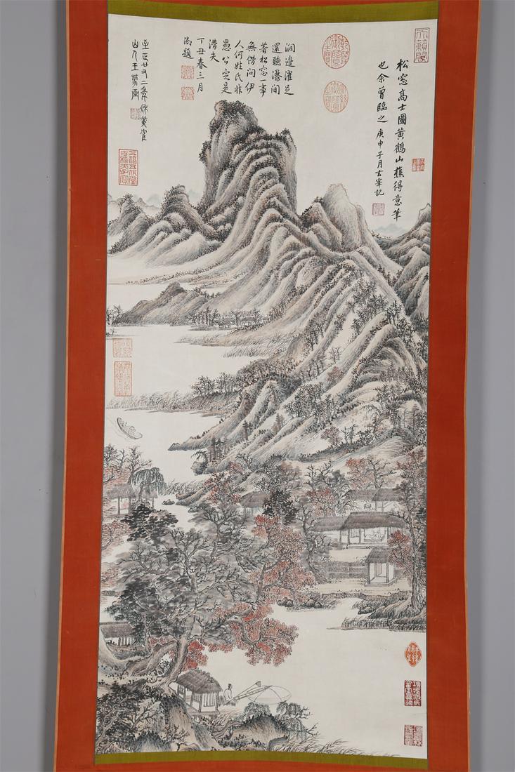 A LANDSCAPE PAINTING ON PAPER BY WANG MENG.: Landscape Painting on Paper, Hand Painted by Wang Meng.