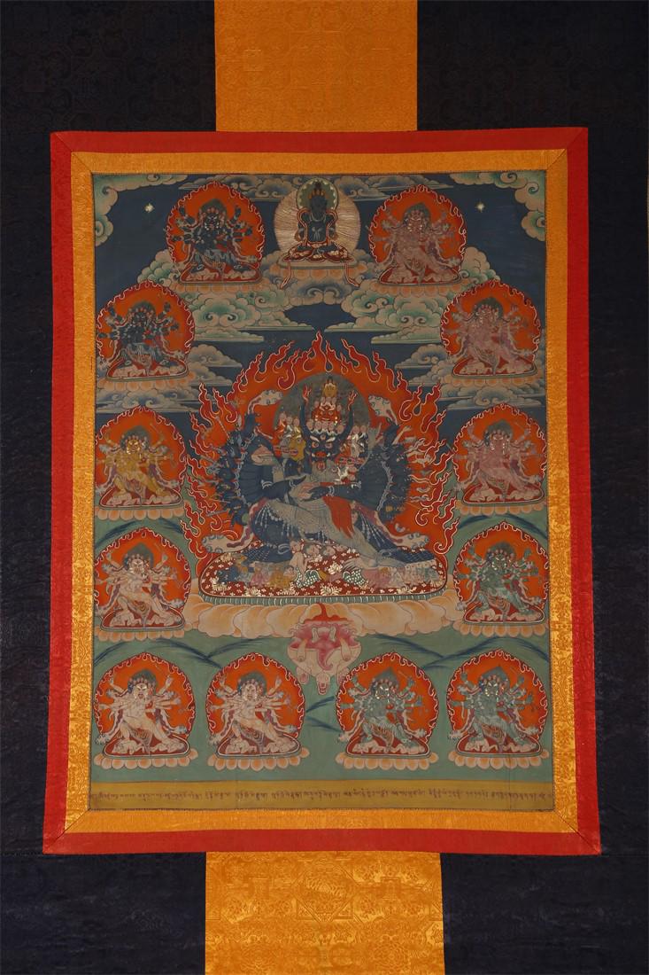 A TIBETAN YAMANTAKA BUDDHA THANGKA. (1 of 10)