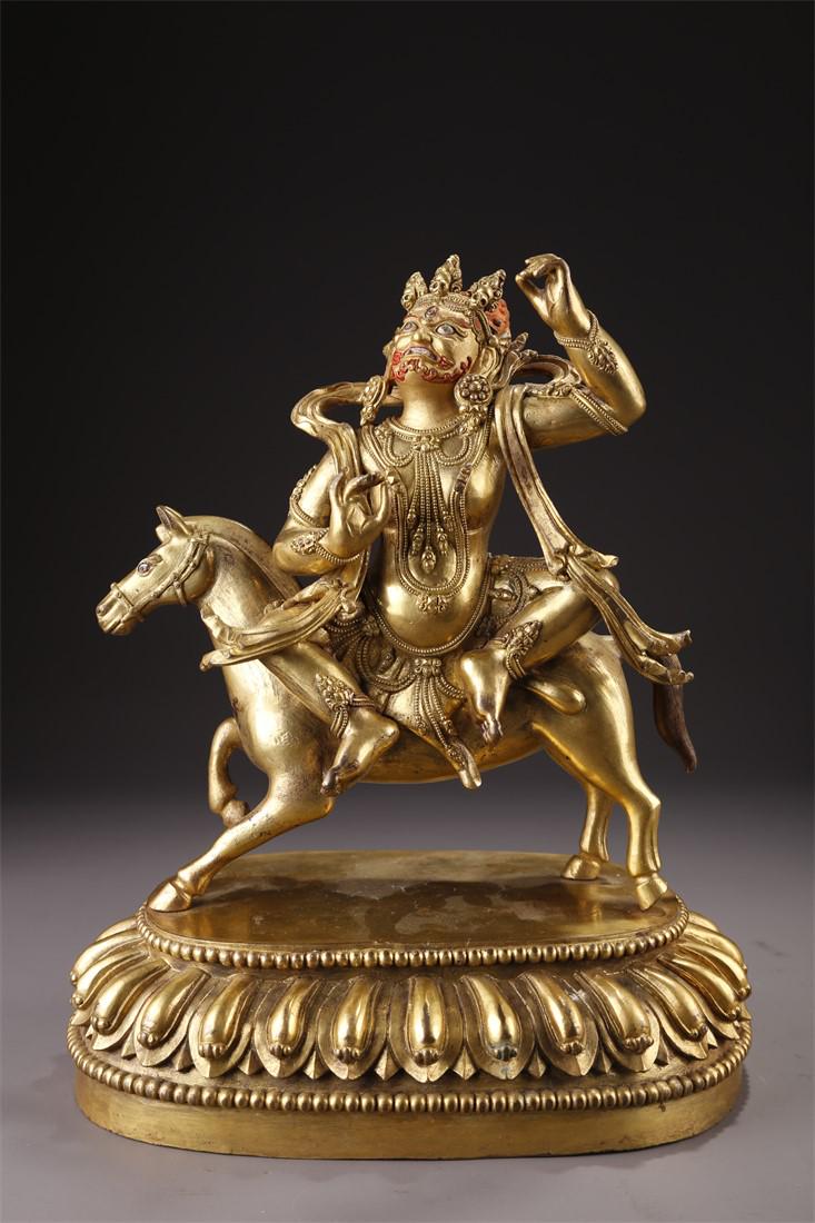 A TIBETAN PALDEN LHAMO BUDDHA STATUE. (1 of 10)