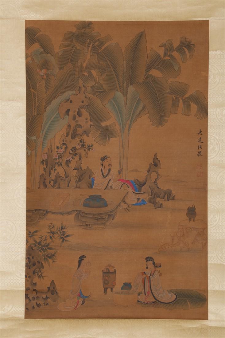 A FIGURE STORY PAINTING BY CHEN HONGSHOU.: Figure Story Painting on Silk, Hand Painted by Chen Hongshou.
