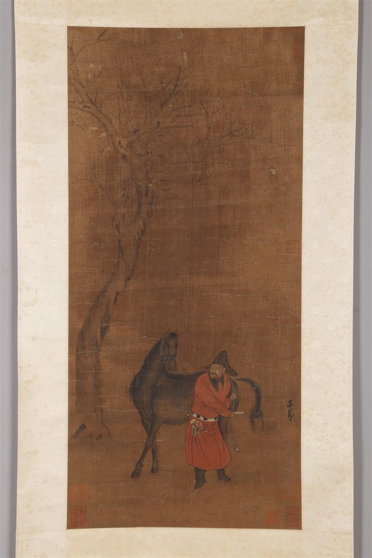 A FIGURE AND STEED PAINTING BY ZHAO MENGFU. (1 of 8)
