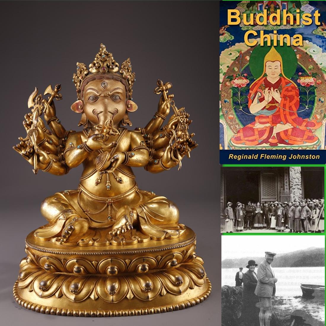 A TIBETAN GILT BRONZE GANESHA BUDDHA STATUE. (1 of 10)