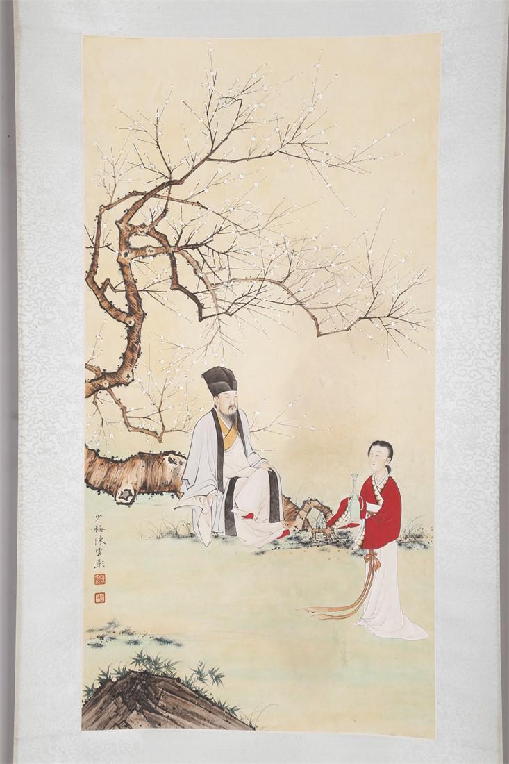 A FIGURE PAINTING ON PAPER BY CHEN SHAOMEI. (1 of 9)