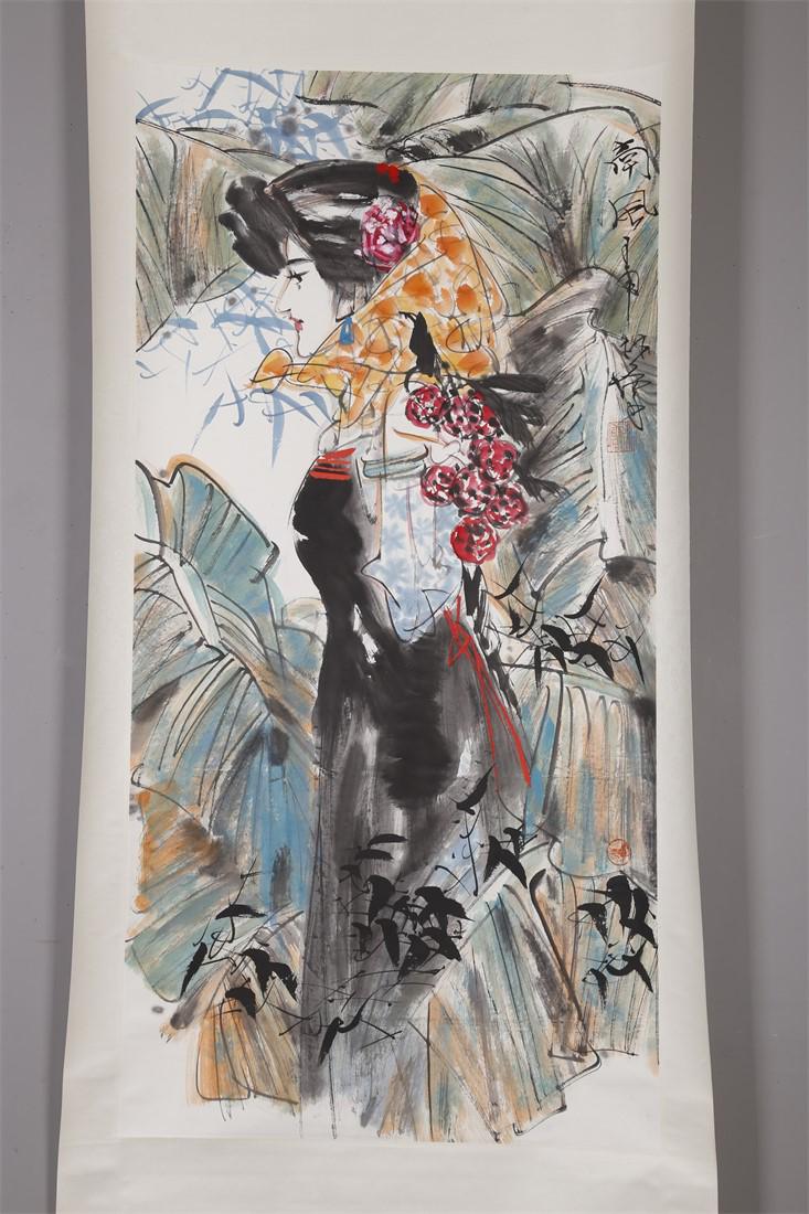 A BEAUTIFUL LADY PAINTING ON PAPER. (1 of 8)