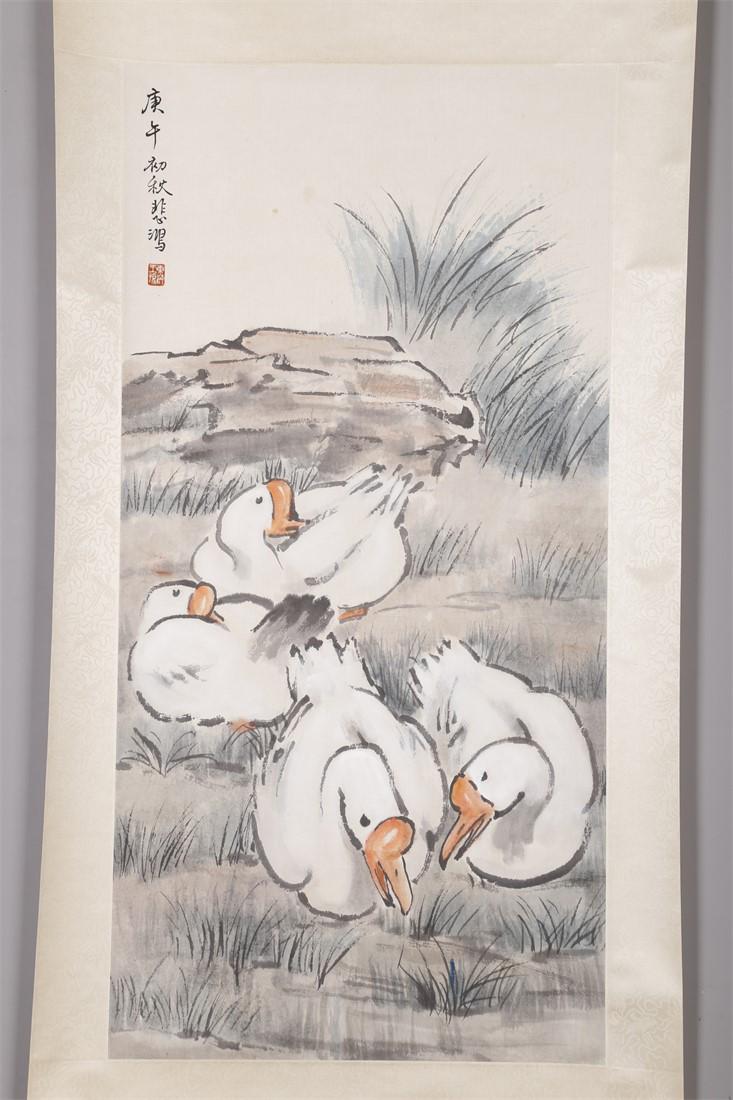 A GEESE PAINTING ON PAPER BY XU BEIHONG. (1 of 7)