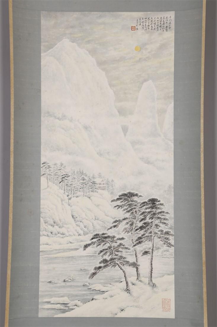 A SNOWY LANDSCAPE PAINTING BY TAO YONG. (1 of 8)