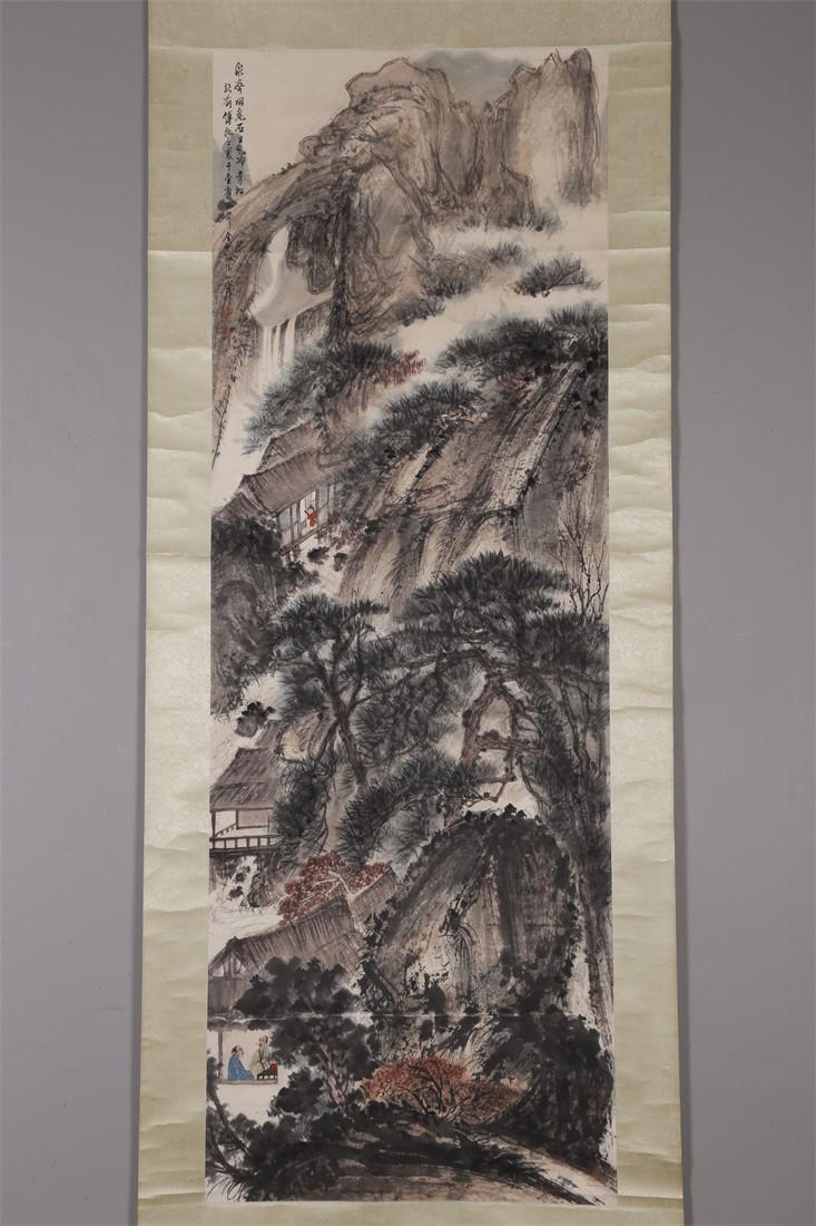 A LANDSCAPE PAINTING ON PAPER BY FU BAOSHI. (1 of 9)