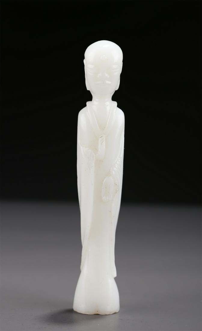 A HETIAN JADE ARHAT CARVING ORNAMENT. (1 of 8)