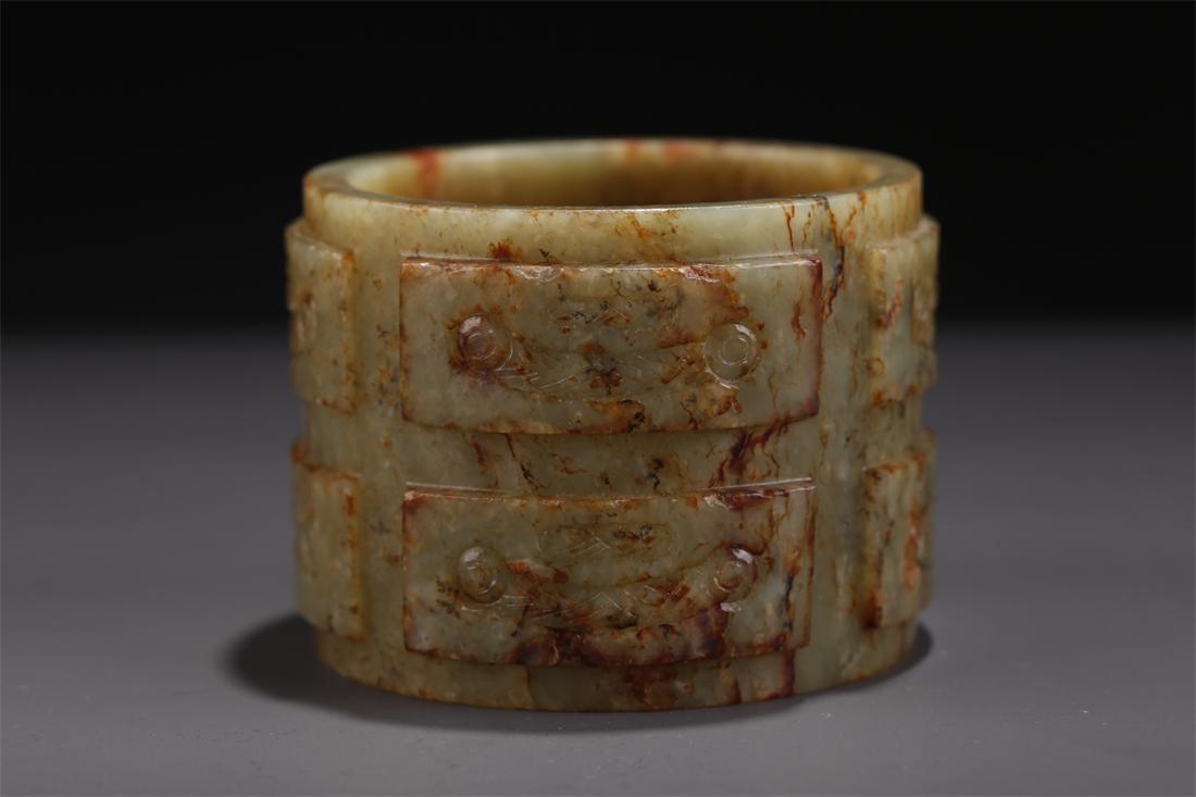 A HETIAN JADE IMPLEMENT "CONG". (1 of 9)
