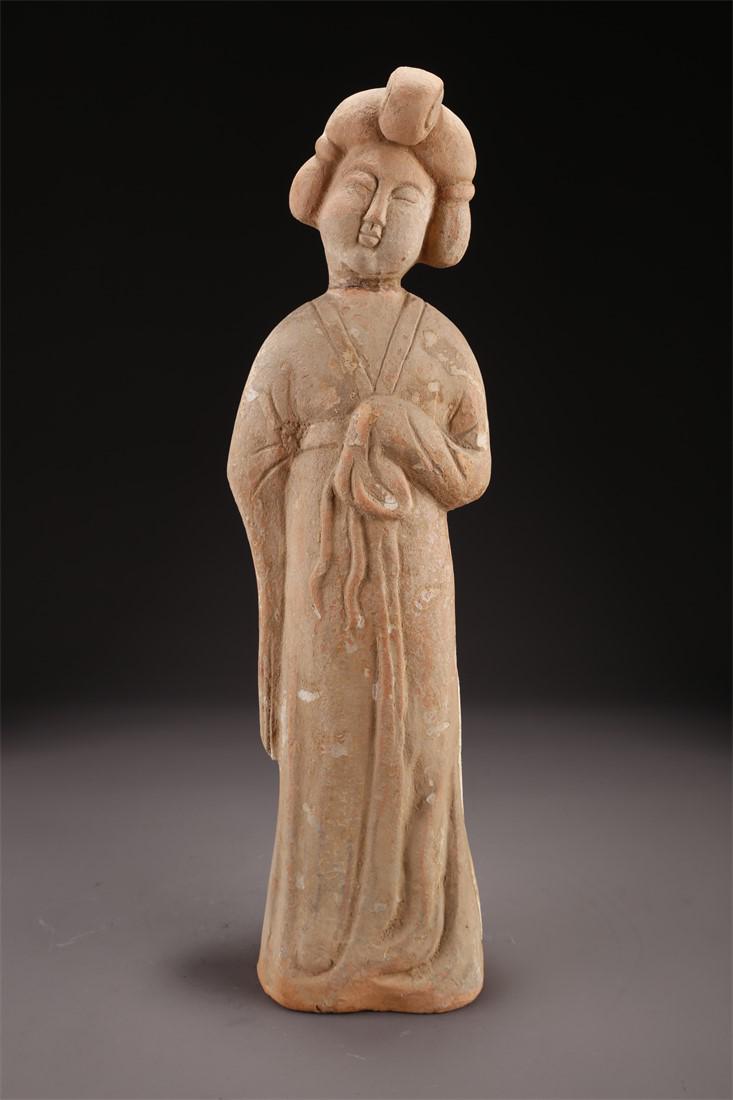 A POTTERY MAID SCULPTURE ORNAMENT. (1 of 9)