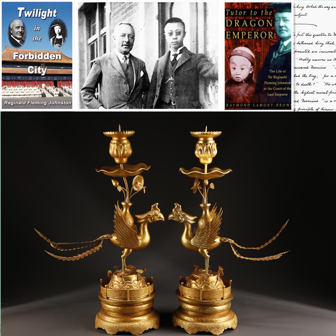 A PAIR OF GILT BRONZE CANDLESTICKS. (1 of 11)