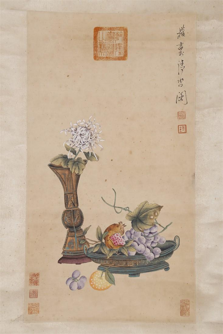 A CURIOS PAINTING ON PAPER BY CHEN HONGSHOU. (1 of 10)