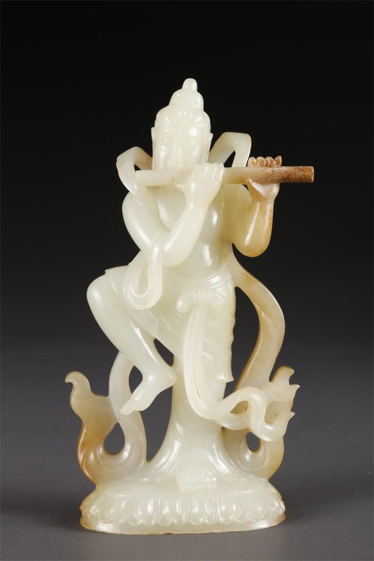 AN ANTIQUE JADE BEAUTIFUL LADY CARVING. (1 of 9)