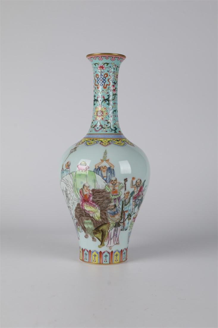 A FAMILLE ROSE PORCELAIN BOTTLE "DANPING". (1 of 7)