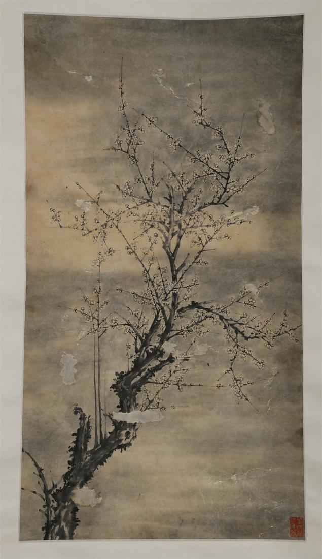 A PLUM BLOSSOMS PAINTING ON PAPER. (1 of 7)