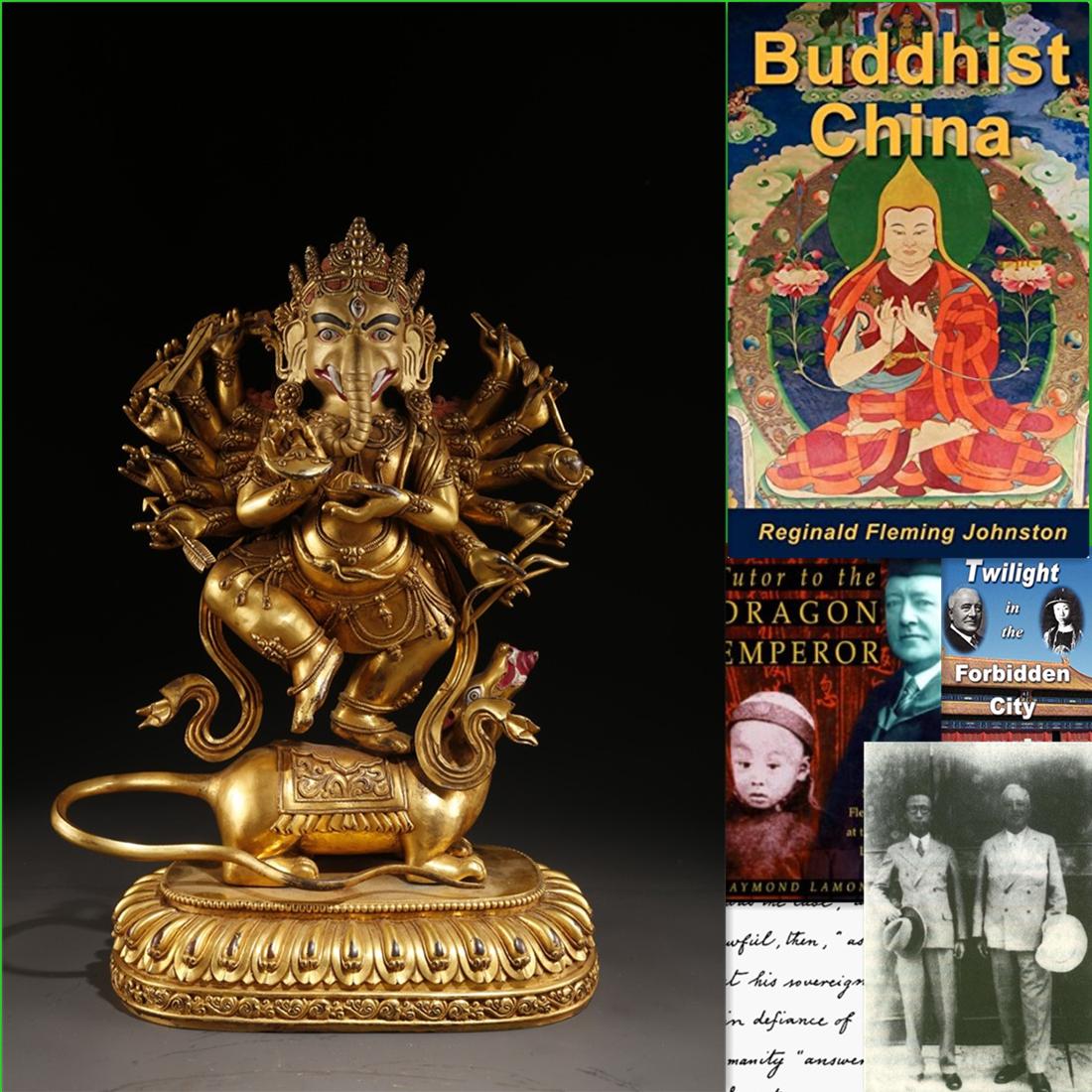 A TIBETAN GILT COPPER GANESHA BUDDHA STATUE. (1 of 10)