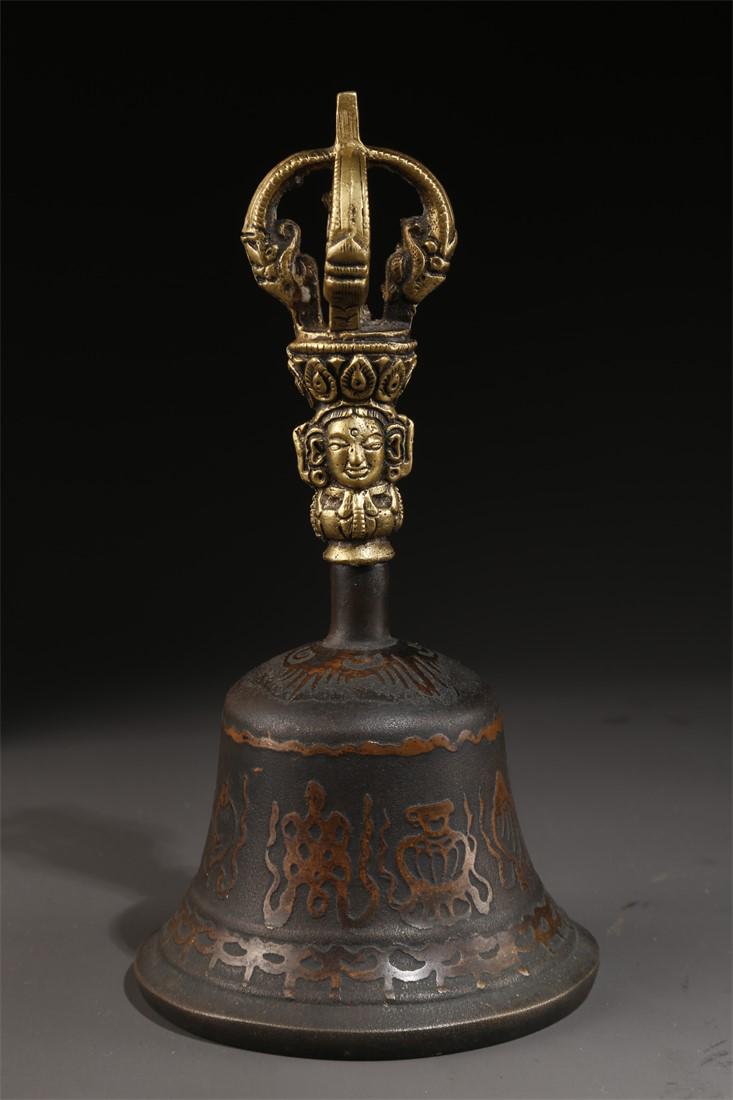 A COPPER IMPLEMENT VAJRA BELL FOR RITE. (1 of 9)