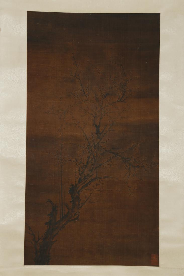 A PLUM BLOSSOMS PAINTING ON SILK. (1 of 7)
