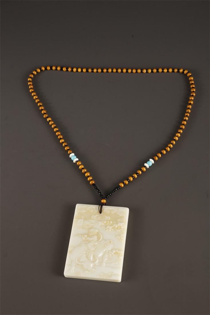 A HETIAN JADE PLATE, PASTURING CATTLE MOTIF. (1 of 7)