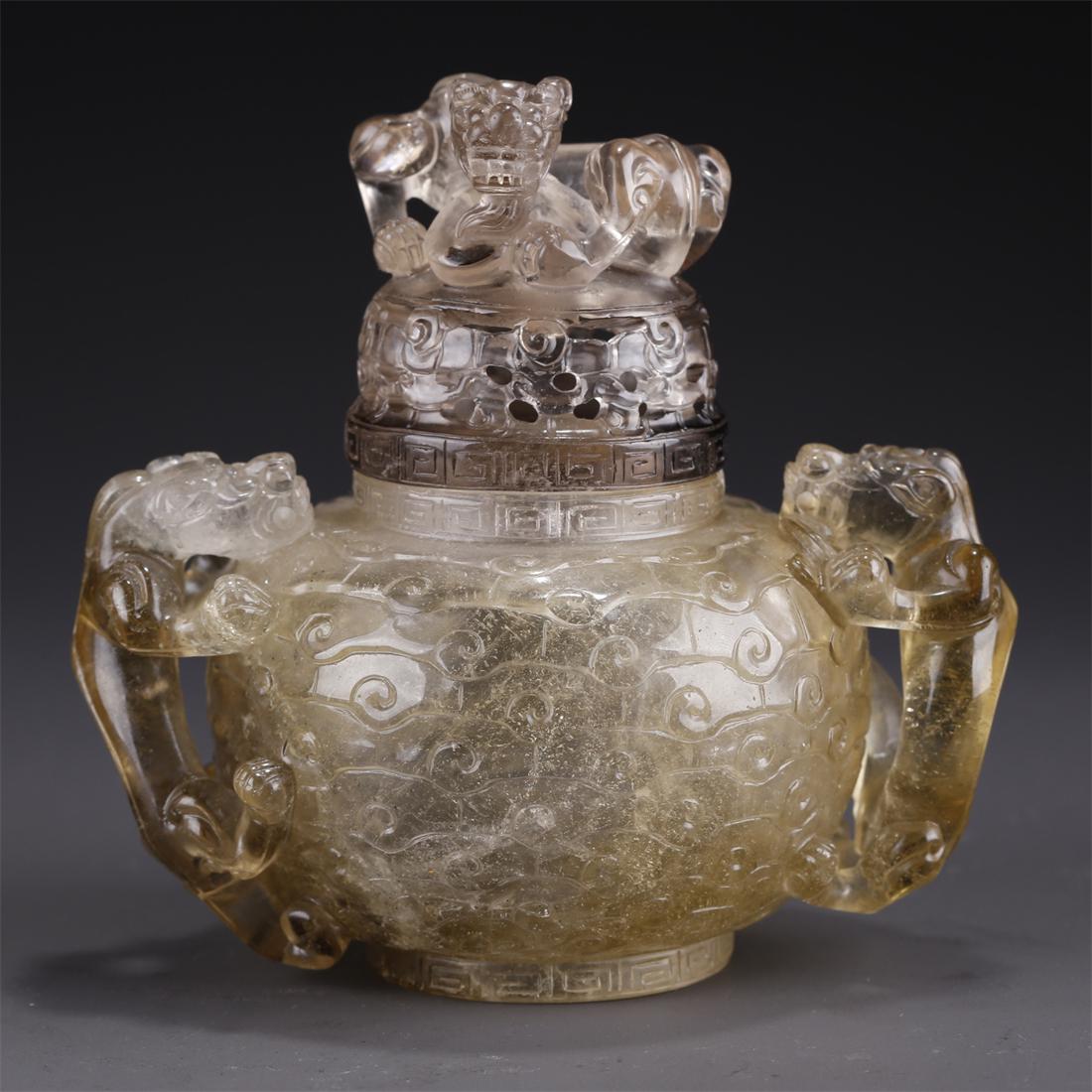 A CRYSTAL INCENSE BURNER. (1 of 9)