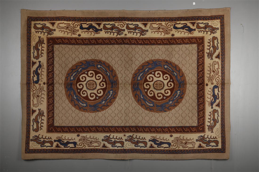 A WOOL CARPET WITH CHINESE "SHOU" DESIGN. (1 of 10)
