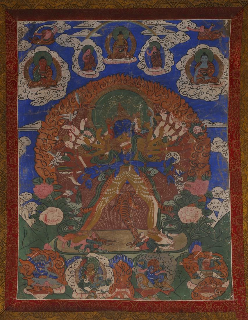 A CHAKRASAMVARA BUDDHA THANGKA. (1 of 9)