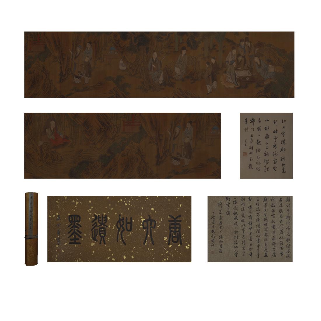 A SILK SCROLL OF FIGURE PAINTING BY TANG BOHU. (1 of 12)