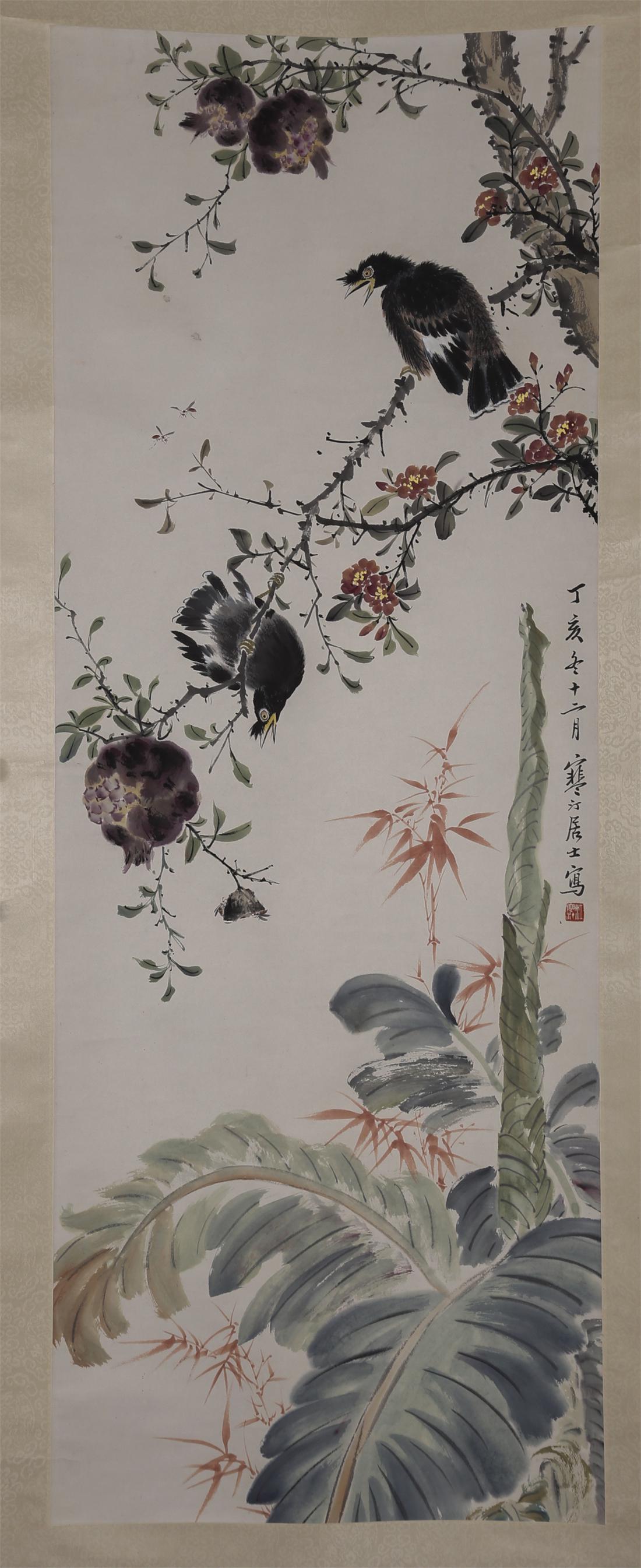 A FLOWERS AND BIRDS PAINTING BY JIANG HANTING. (1 of 9)