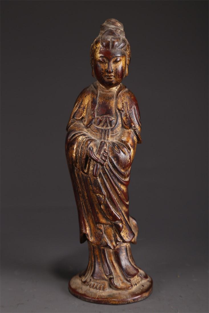 A NARRA WOOD STANDING AVALOKITESVARA STATUE. (1 of 9)
