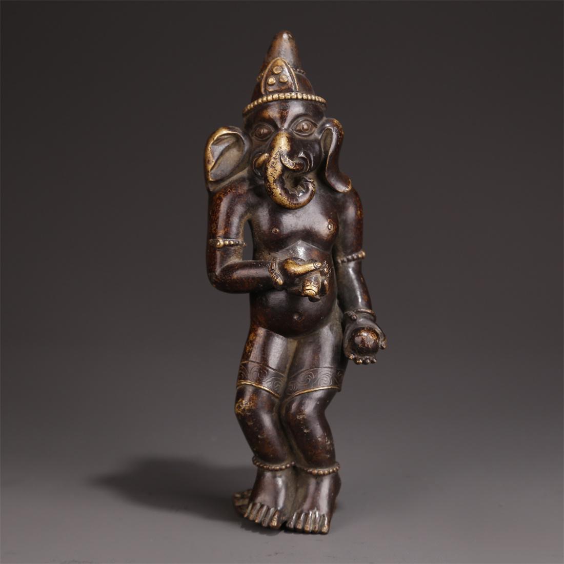 A TIBETAN BRONZE GANESHA BUDDHA STATUE. (1 of 8)