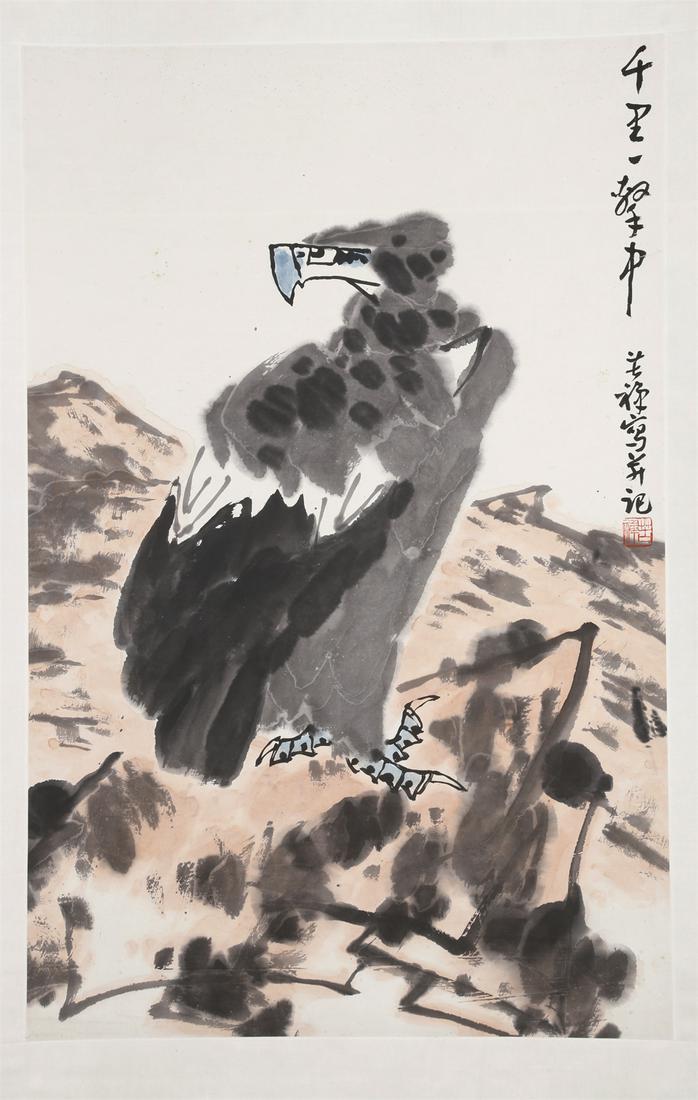 AN EAGLE PAINTING ON PAPER BY LI KUCHAN. (1 of 7)