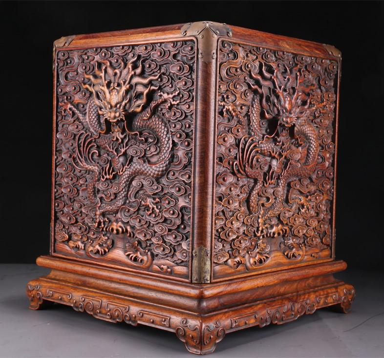 A HUANGHUALI WOOD IMPERIAL-SEAL STORAGE BOX. (1 of 8)