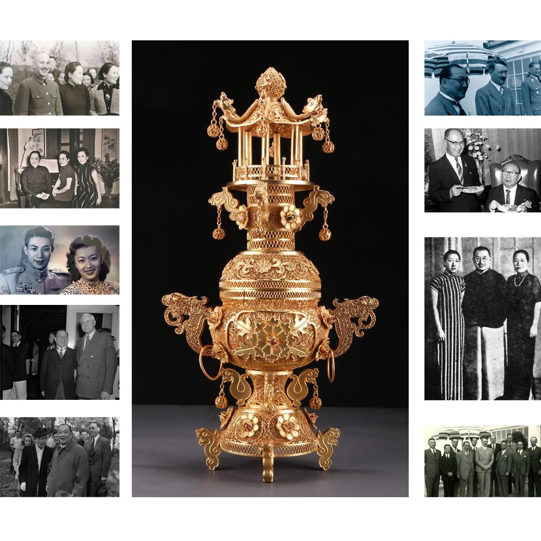 A GILT SILVER FILIGREE INCENSE BURNER. (1 of 11)