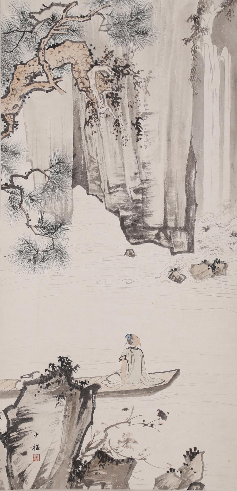 A BOATING PAINTING ON PAPER BY CHEN SHAOMEI. (1 of 9)