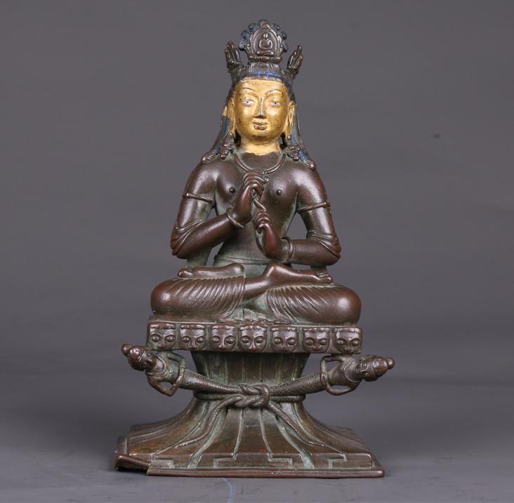 A TIBETAN BRONZE MAITREYA BODHISATTVA STATUE. (1 of 9)