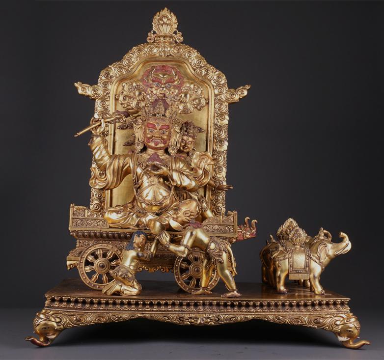A TIBETAN GILT BRONZE SHAMBHALA BUDDHA STATUE. (1 of 13)