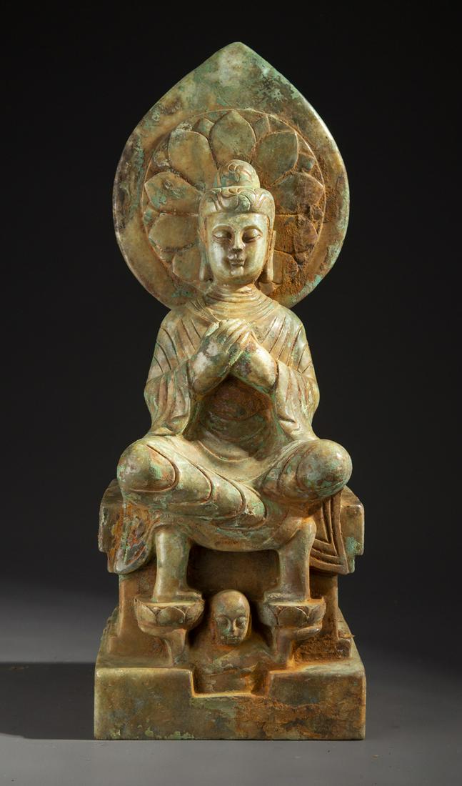 AN ANQITUE JADE BUDDHA STATUE. (1 of 9)